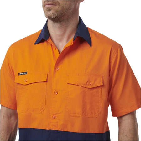 KingGee Workcool 2 Hi-Vis Two Tone Short Sleeve Drill Work Shirt (K54875) - Ace Workwear