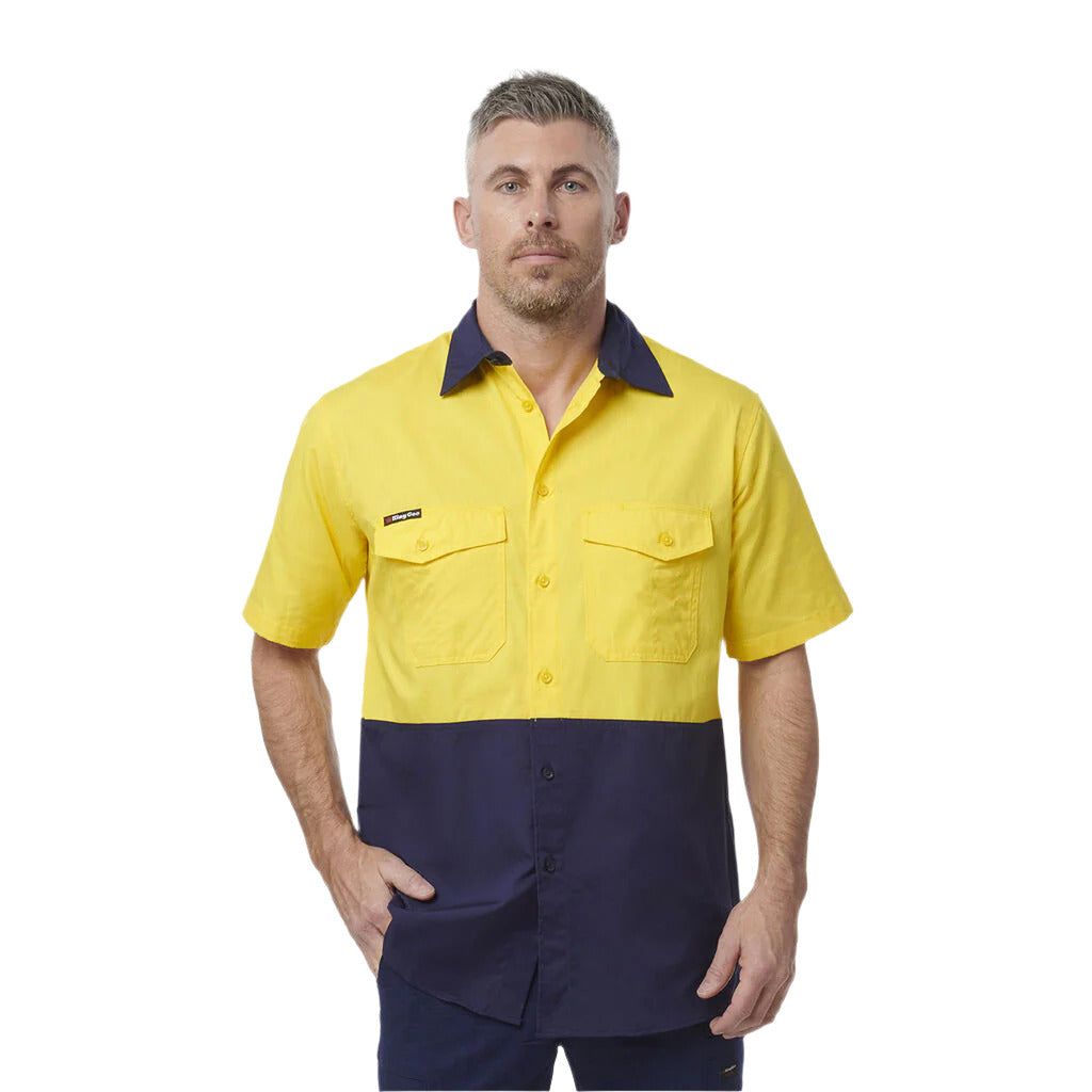 KingGee Workcool 2 Hi-Vis Two Tone Short Sleeve Drill Work Shirt (K54875) - Ace Workwear