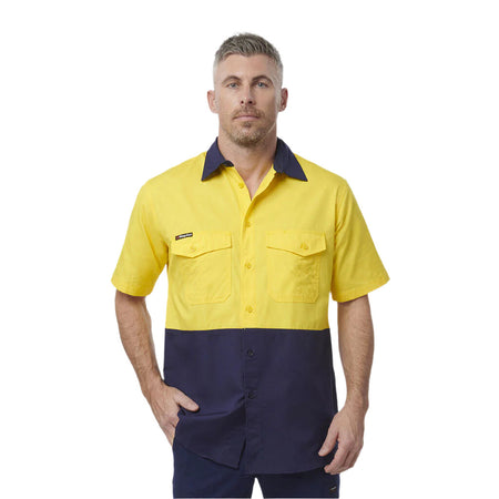KingGee Workcool 2 Hi-Vis Two Tone Short Sleeve Drill Work Shirt (K54875) - Ace Workwear