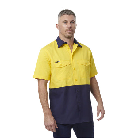 KingGee Workcool 2 Hi-Vis Two Tone Short Sleeve Drill Work Shirt (K54875) - Ace Workwear