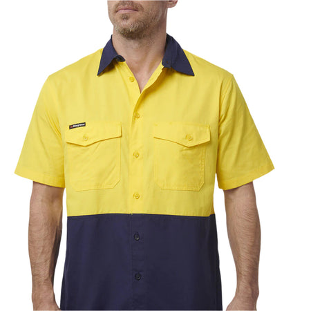 KingGee Workcool 2 Hi-Vis Two Tone Short Sleeve Drill Work Shirt (K54875) - Ace Workwear