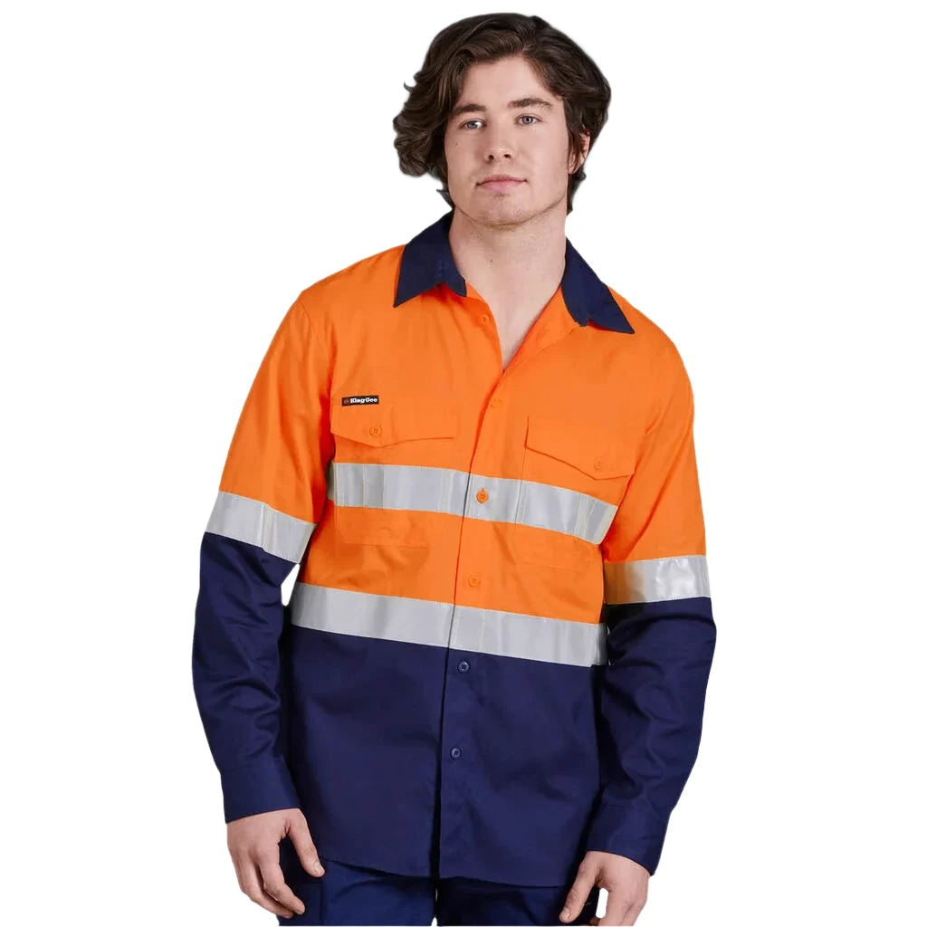 KingGee Workcool 2 Hi-Vis Reflective Two Tone Long Sleeve Work Shirt (K54880) - Ace Workwear