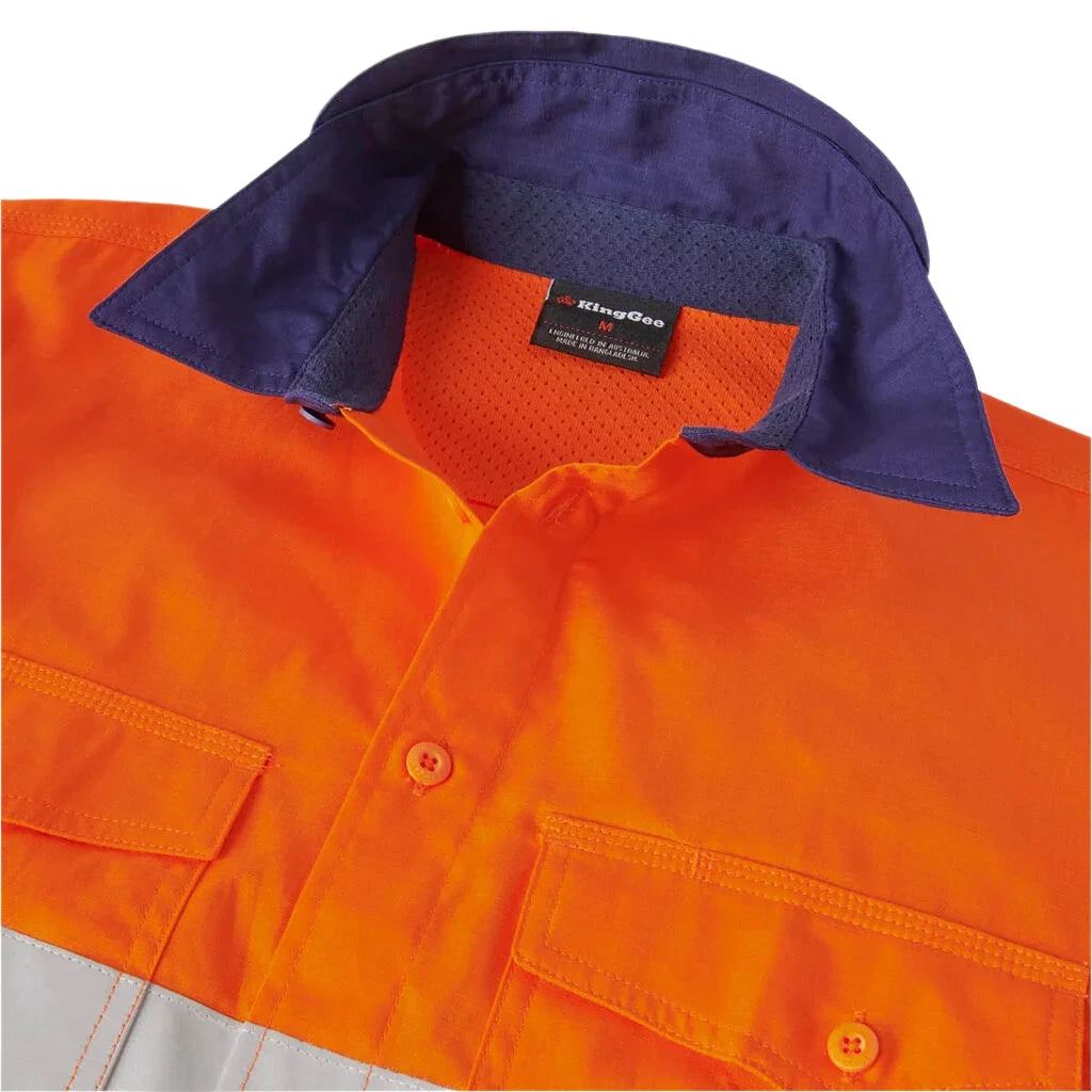 KingGee Workcool 2 Hi-Vis Reflective Two Tone Long Sleeve Work Shirt (K54880) - Ace Workwear