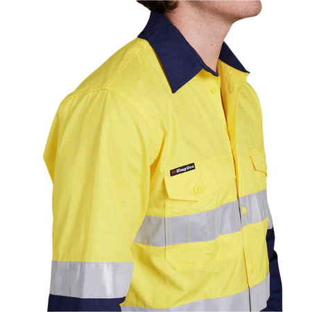 KingGee Workcool 2 Hi-Vis Reflective Two Tone Long Sleeve Work Shirt (K54880) - Ace Workwear