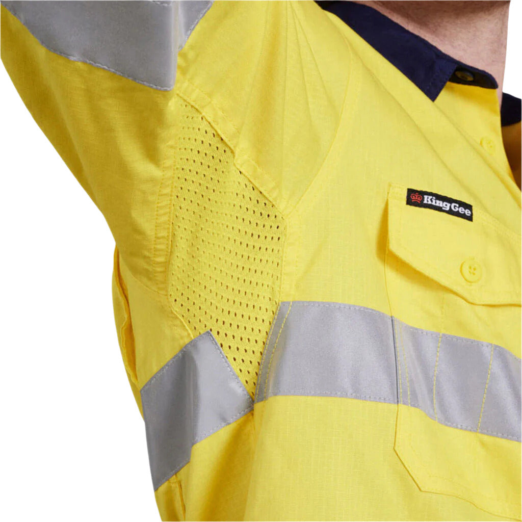 KingGee Workcool 2 Hi-Vis Reflective Two Tone Long Sleeve Work Shirt (K54880) - Ace Workwear