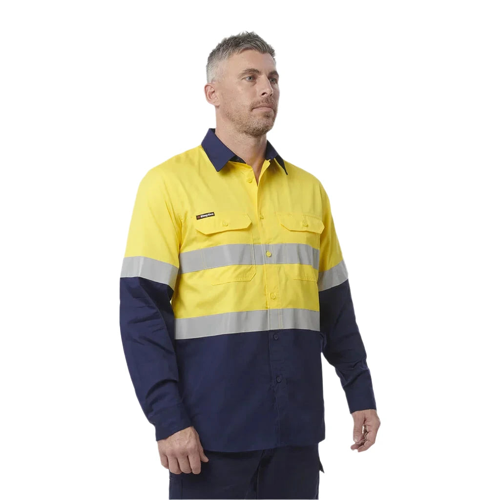 KingGee Workcool Vented Spliced Shirt Taped Long Sleeve (K54913) - Ace Workwear