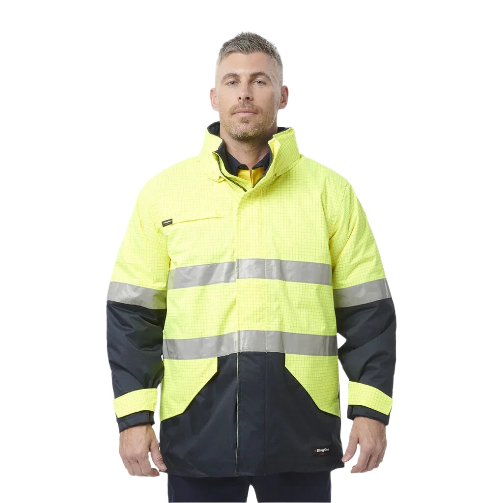 KingGee Hi-Vis Anti Static Waterproof Reflective Work Jacket (K55035) - Ace Workwear