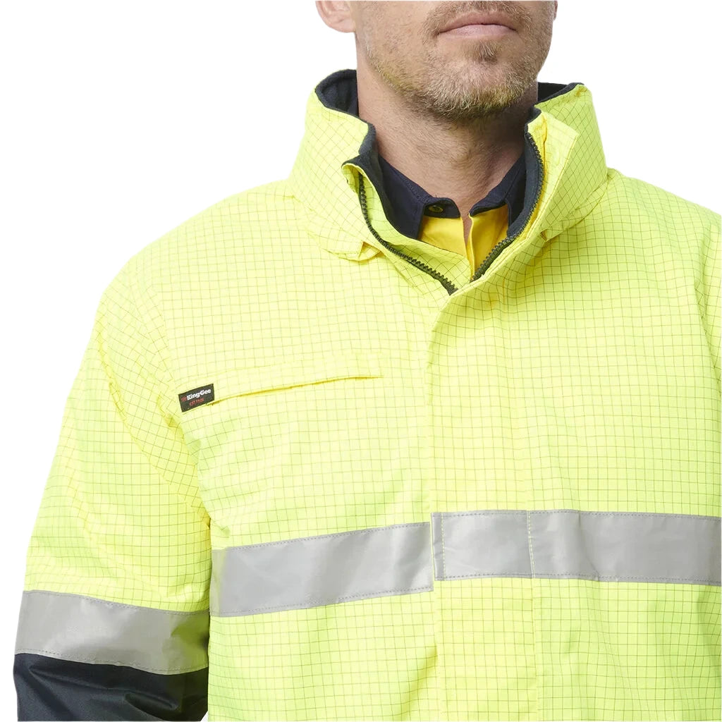 KingGee Hi-Vis Anti Static Waterproof Reflective Work Jacket (K55035) - Ace Workwear