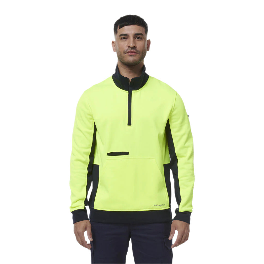 KingGee Hi Vis Spliced 1/4 Zip Fleece (K55047) - Ace Workwear