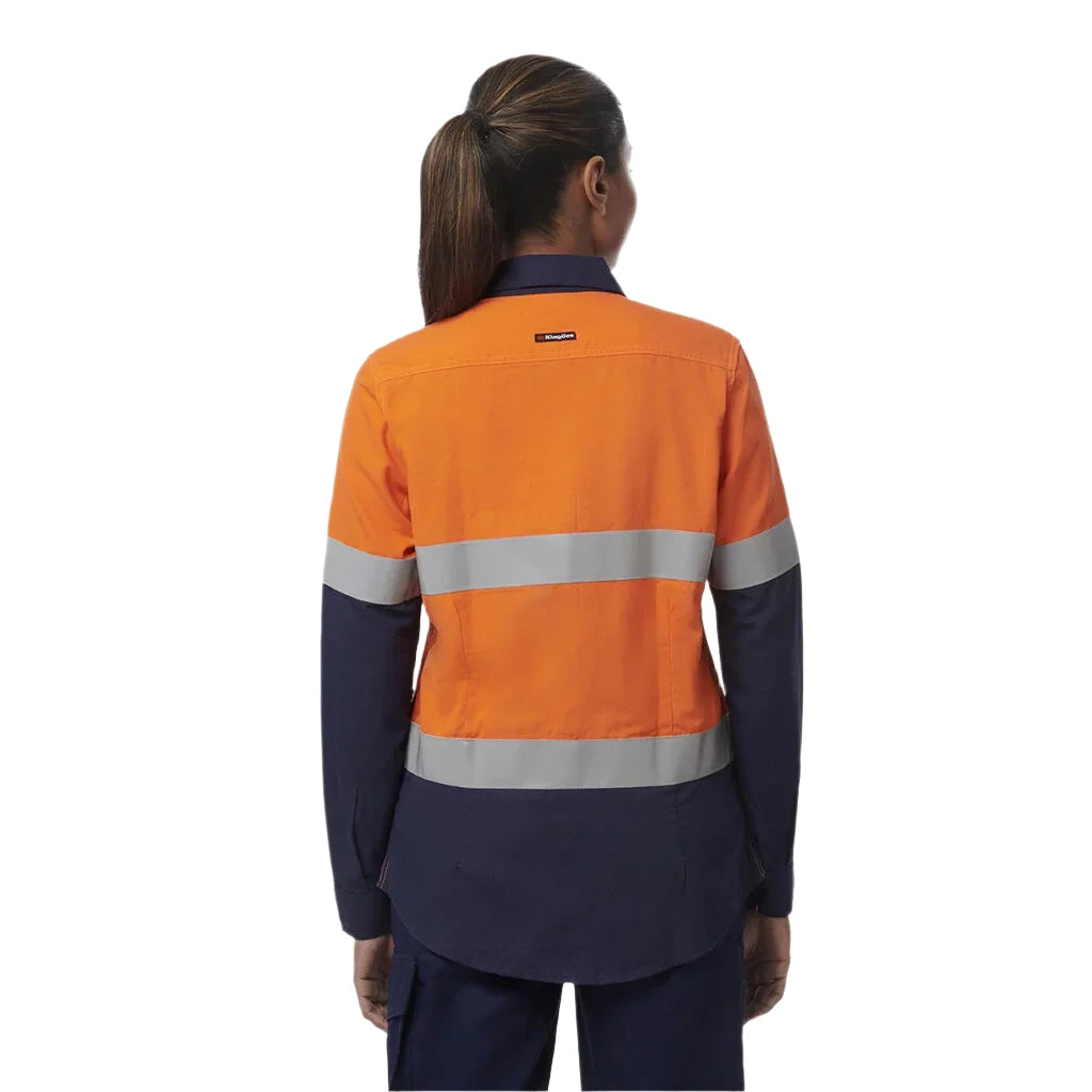 KingGee Women’s Shieldtec Lenzing FR Hi-Vis Spliced Open Front Taped Shirt (K84002) - Ace Workwear