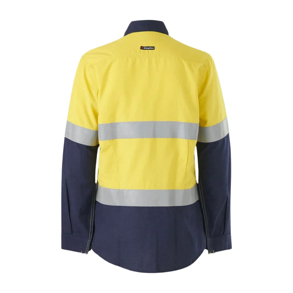 KingGee Women’s Shieldtec Lenzing FR Hi-Vis Spliced Open Front Taped Shirt (K84002) - Ace Workwear