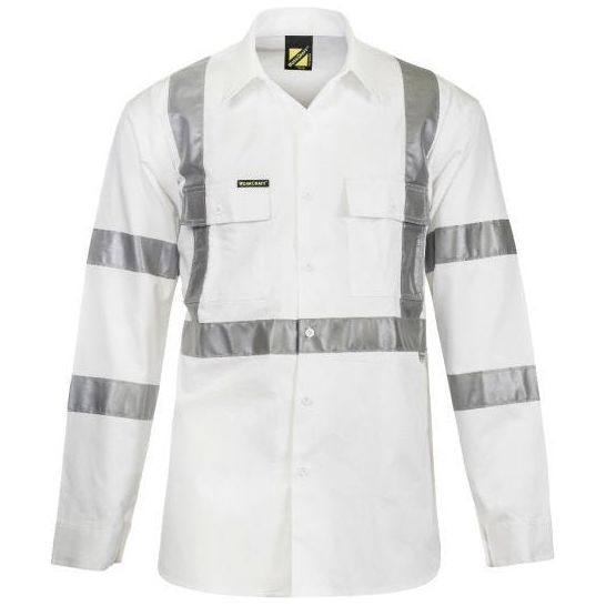 Workcraft Hi Vis Long Sleeve Shirt With X Pattern And CSR Reflective Tape -Night Use Only (WS3222) - Ace Workwear