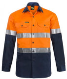 Workcraft Lightweight Hi Vis Two Tone Long Sleeve Vented Cotton Drill Shirt with Csr Reflective Tape (WS6030) - Ace Workwear (4408759058566)
