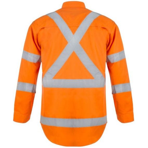 Workcraft Hi Vis Long Sleeve Shirt with X Pattern and CSR Reflective Tape Day/Night use (WS3222) - Ace Workwear