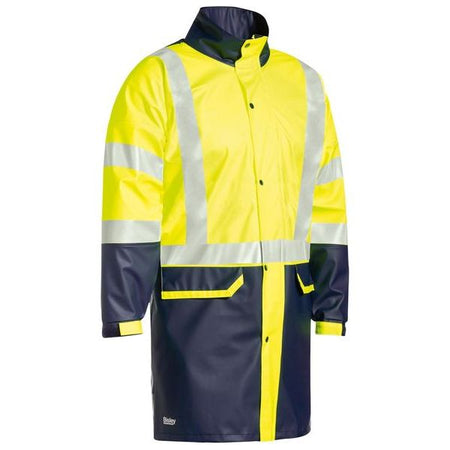 Bisley Taped Two Tone Hi Vis Stretch PU Rain Coat (BJ6935HT) - Ace Workwear