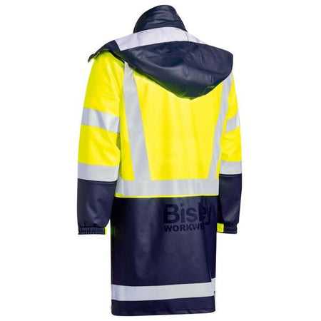 Bisley Taped Two Tone Hi Vis Stretch PU Rain Coat (BJ6935HT) - Ace Workwear