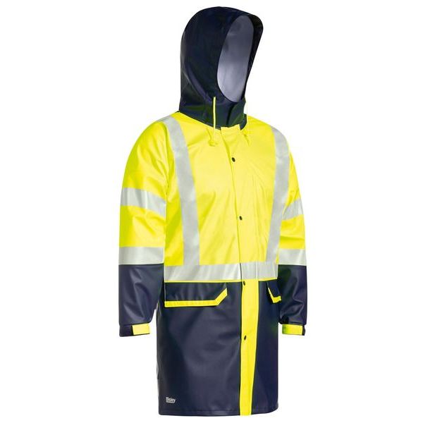 Bisley Taped Two Tone Hi Vis Stretch PU Rain Coat (BJ6935HT) - Ace Workwear