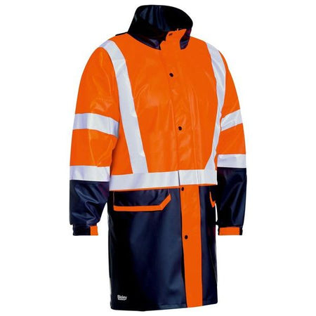 Bisley Taped Two Tone Hi Vis Stretch PU Rain Coat (BJ6935HT) - Ace Workwear