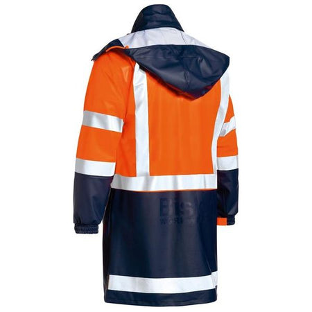 Bisley Taped Two Tone Hi Vis Stretch PU Rain Coat (BJ6935HT) - Ace Workwear