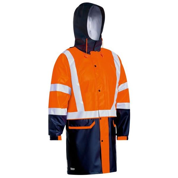 Bisley Taped Two Tone Hi Vis Stretch PU Rain Coat (BJ6935HT) - Ace Workwear