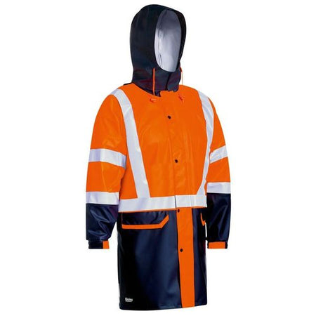 Bisley Taped Two Tone Hi Vis Stretch PU Rain Coat (BJ6935HT) - Ace Workwear