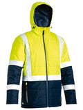 Bisley Taped Two Tone Hi Vis Puffer Jacket With Quilting And Lined Hood (BJ6929HT)