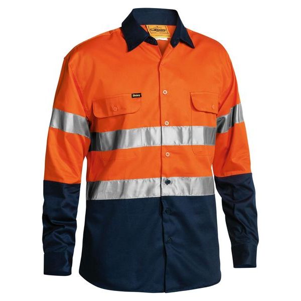 Bisley Two Tone Hi Vis Long Sleeve Shirt Reflective Tape (BT6456) - Ace Workwear