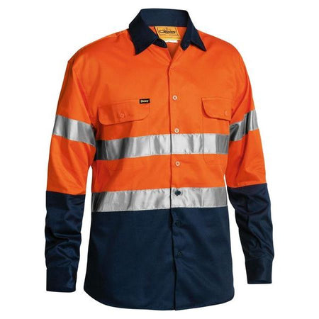 Bisley Two Tone Hi Vis Long Sleeve Shirt Reflective Tape (BT6456) - Ace Workwear
