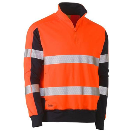 Bisley Taped Hi Vis Stretchy Fleece Zip Pullover (BK6817T) - Ace Workwear