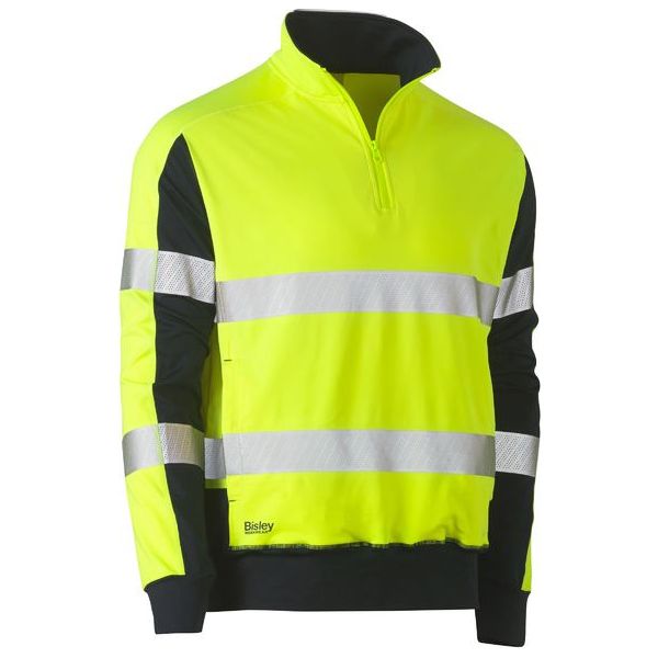 Bisley Taped Hi Vis Stretchy Fleece Zip Pullover (BK6817T) - Ace Workwear