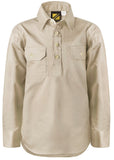 Workcraft Kids Lightweight Long Sleeve Closed Front Cotton Drill Shirt (WSK131)