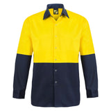 Workcraft Hi Vis Long Sleeve Cotton Drill Food Industry Shirt With Press Studs And Spare Pockets (WS3035)