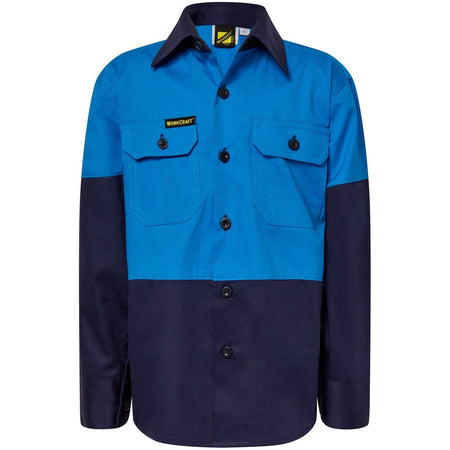 Workcraft Kids Lightweight Long Sleeve Cotton Drill Shirt (WSK128) - Ace Workwear