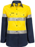 Workcraft Ladies Lightweight Hi Vis Long Sleeve Vented Reflective Cotton Drill Shirt With Tape (WSL501)