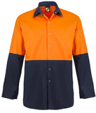 Workcraft Lightweight Hi Vis Long Sleeve Vented Cotton Drill Food Industry Shirt With Press Studs And Spare Pockets (WS3045)