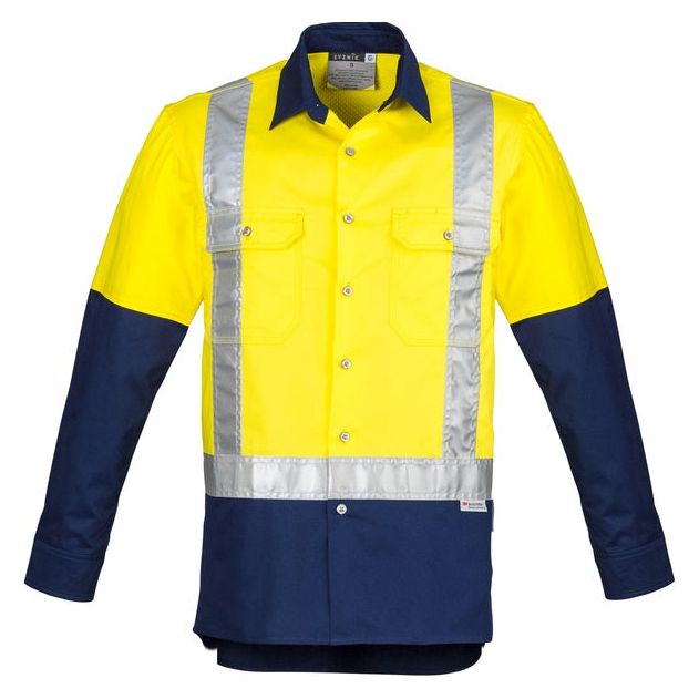 Syzmik Mens Hi Vis Spliced Industrial Shirt - Shoulder Taped (ZW124) - Ace Workwear