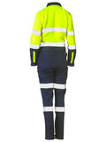 Bisley Womens Taped Hi Vis Cotton Drill Coverall With Waist Zip Opening (BCL6066T)