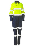 Bisley Womens Taped Hi Vis Cotton Drill Coverall With Waist Zip Opening (BCL6066T)