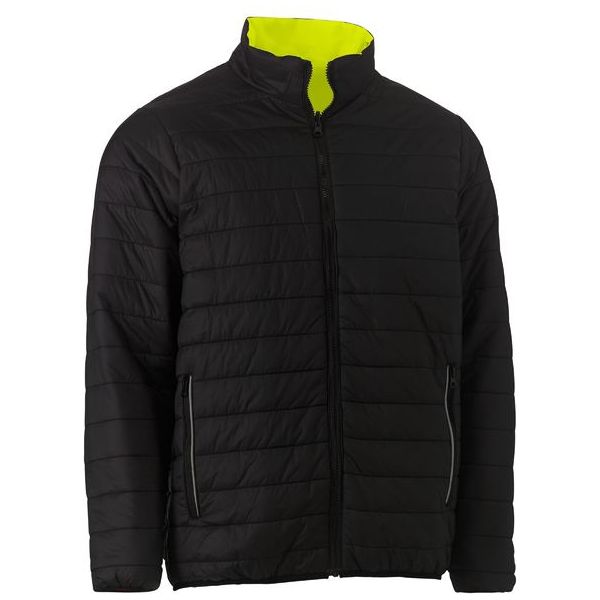 Bisley H Pattern Taped Hi Vis Reversible Puffer Jacket (BJ6350HT) - Ace Workwear
