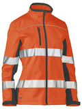 Bisley Womens Taped Two Tone Hi Vis Zip Front Soft Shell Jacket (BJL6059T)