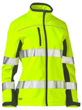 Bisley Womens Taped Two Tone Hi Vis Zip Front Soft Shell Jacket (BJL6059T)