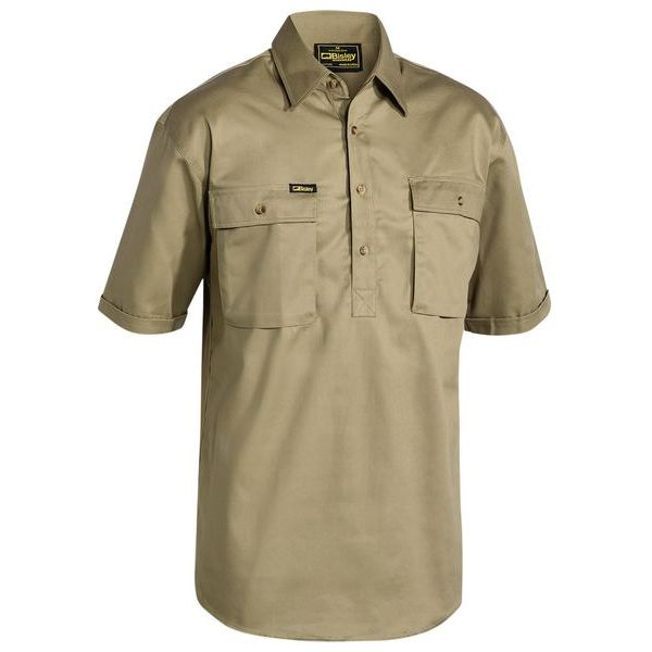 Bisley Closed Front Cotton Drill Short Sleeve Shirt (BSC1433) - Ace Workwear