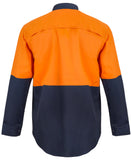 Workcraft Lightweight Hi Vis Long Sleeve Vented Cotton Drill Food Industry Shirt With Press Studs And Spare Pockets (WS3045)