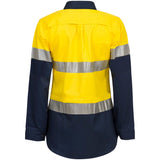 Workcraft Ladies Lightweight Hi Vis Long Sleeve Vented Reflective Cotton Drill Shirt With Tape (WSL501)