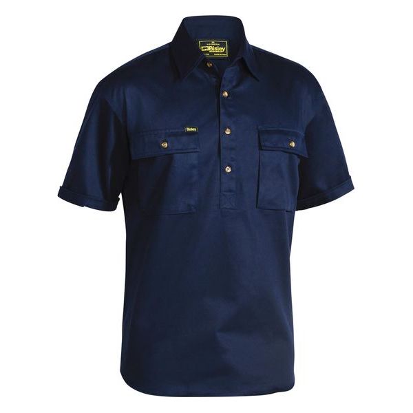 Bisley Closed Front Cotton Drill Short Sleeve Shirt (BSC1433) - Ace Workwear