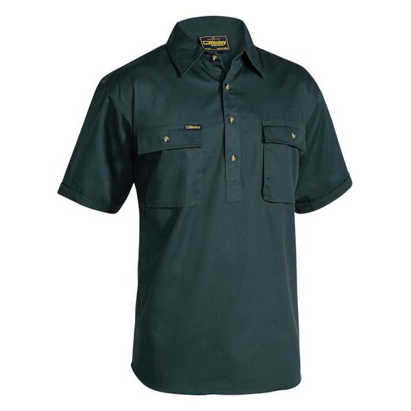 Bisley Closed Front Cotton Drill Short Sleeve Shirt (BSC1433) - Ace Workwear