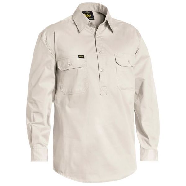 Bisley Closed Front Long Sleeve Cotton Lightweight Drill Shirt (BSC6820) - Ace Workwear