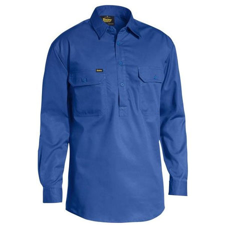 Bisley Closed Front Long Sleeve Cotton Lightweight Drill Shirt (BSC6820) - Ace Workwear