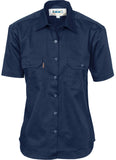 DNC Ladies Cotton Drill Work Shirt - Short Sleeve (3231) Industrial Shirts DNC Workwear - Ace Workwear