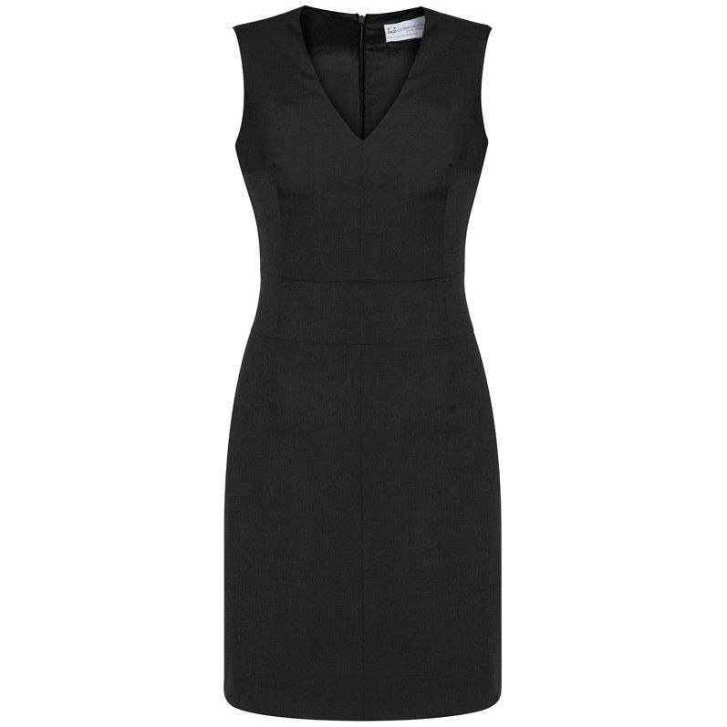 Biz Corporates Womens Sleeveless V Neck Dress (34021) Corporate Dresses & Jackets, signprice Biz Corporates - Ace Workwear